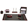 Rosewood 10 Piece Wood & Leather Desk Set